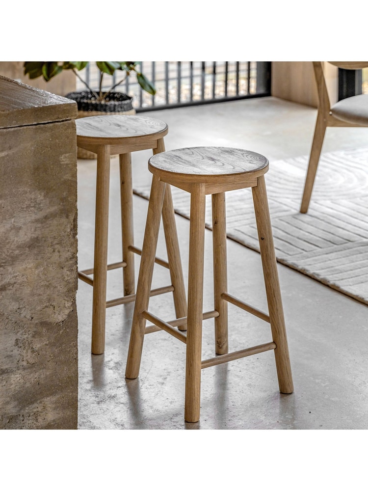 Gallery Home Natural Temara Oak Style Stool - Image 1 of 5