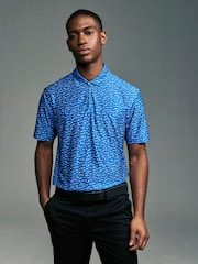 Cobalt Blue/White Active Print Golf Polo Shirt - Image 2 of 9