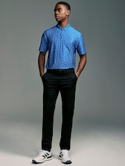 Cobalt Blue/White Active Print Golf Polo Shirt - Image 3 of 9