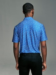 Cobalt Blue/White Active Print Golf Polo Shirt - Image 5 of 9