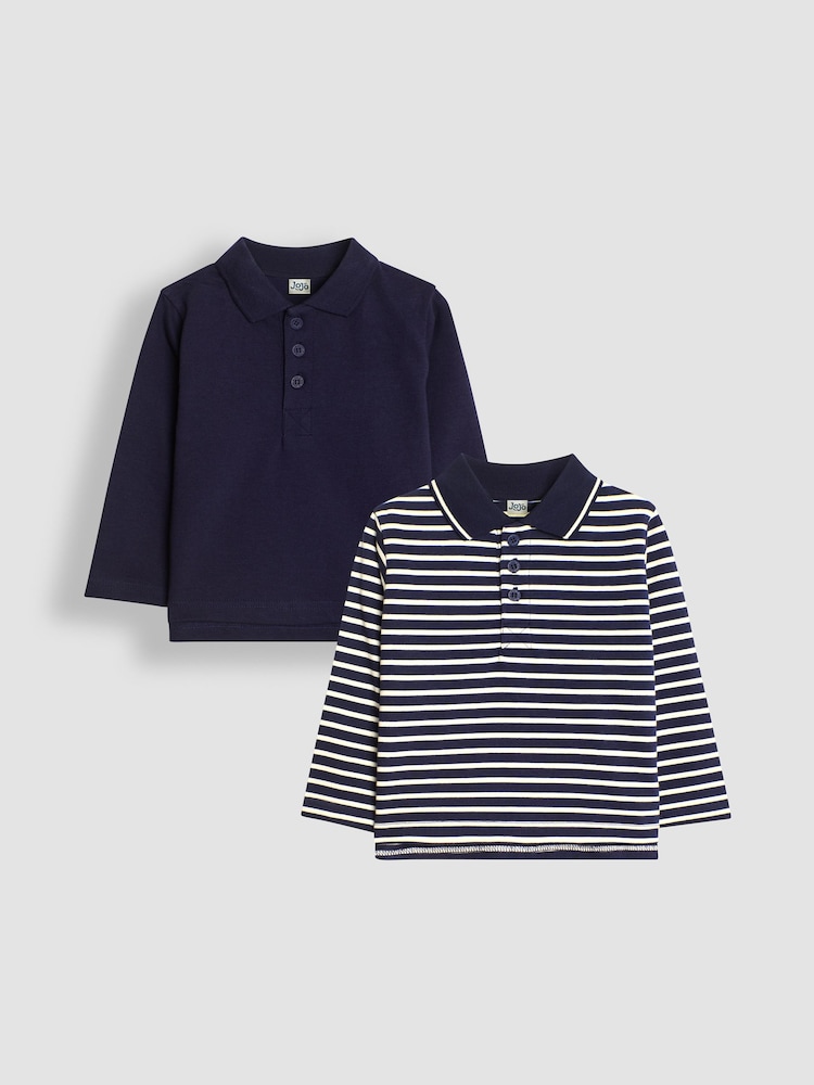 JoJo Maman Bébé Navy 2-Pack Polo Shirts - Image 1 of 5