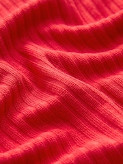 Red Bardot Off The Shoulder Summer Ribbed Top - Image 7 of 7