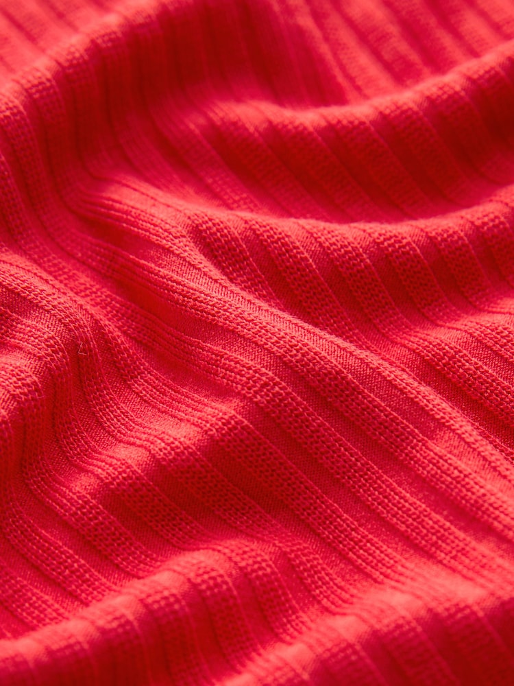 Red Bardot Off The Shoulder Summer Ribbed Top - Image 7 of 7