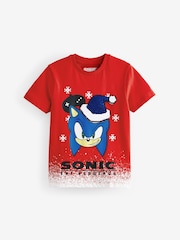 Red Licensed Sonic Christmas 100% Cotton T-Shirt (3-16yrs) - Image 2 of 7