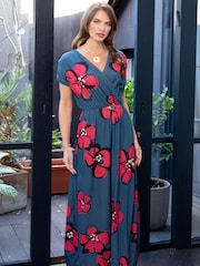 Hot Squash Petite Blue Maxi Jersey Dress - Image 1 of 5