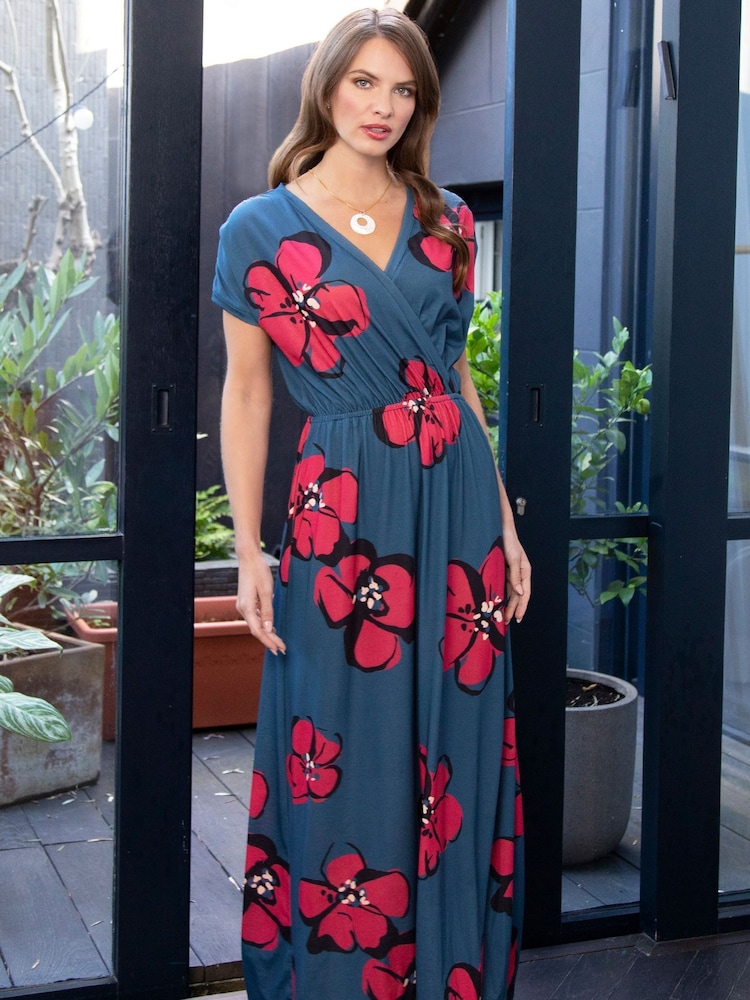 Hot Squash Petite Blue Maxi Jersey Dress - Image 1 of 5
