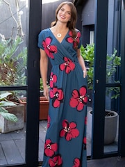 Hot Squash Petite Blue Maxi Jersey Dress - Image 2 of 5