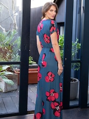 Hot Squash Petite Blue Maxi Jersey Dress - Image 4 of 5