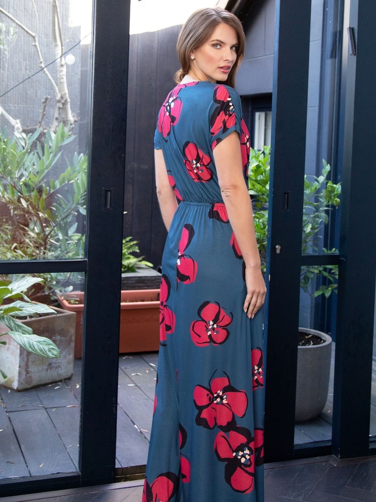 Hot Squash Petite Blue Maxi Jersey Dress - Image 4 of 5