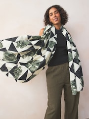 Mono Geometric Leaf Print Midweight Scarf - Image 3 of 7
