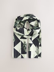 Mono Geometric Leaf Print Midweight Scarf - Image 5 of 7