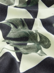 Mono Geometric Leaf Print Midweight Scarf - Image 6 of 7
