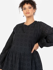 Long Sleeve Broderie Smock Dress - Image 3 of 5