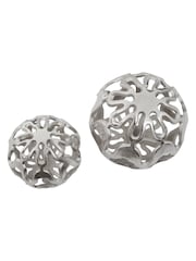 Interiors by Premier Set of 2 Silver Kensington Townhouse Deco Balls - Image 2 of 3