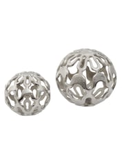 Interiors by Premier Set of 2 Silver Kensington Townhouse Deco Balls - Image 4 of 4