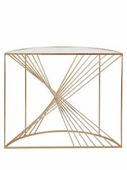 Pacific Glass and Gold Metal Half Moon Console Table - Image 3 of 6