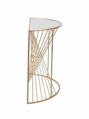 Pacific Glass and Gold Metal Half Moon Console Table - Image 4 of 6