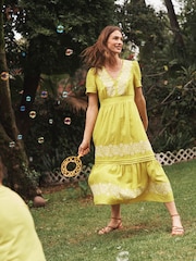 Boden Yellow Eve Linen Midi Dress - Image 1 of 6