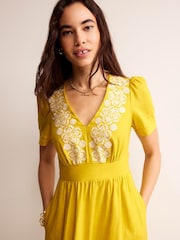 Boden Yellow Eve Linen Midi Dress - Image 3 of 6