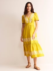 Boden Yellow Eve Linen Midi Dress - Image 5 of 6