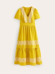 Boden Yellow Eve Linen Midi Dress - Image 6 of 6