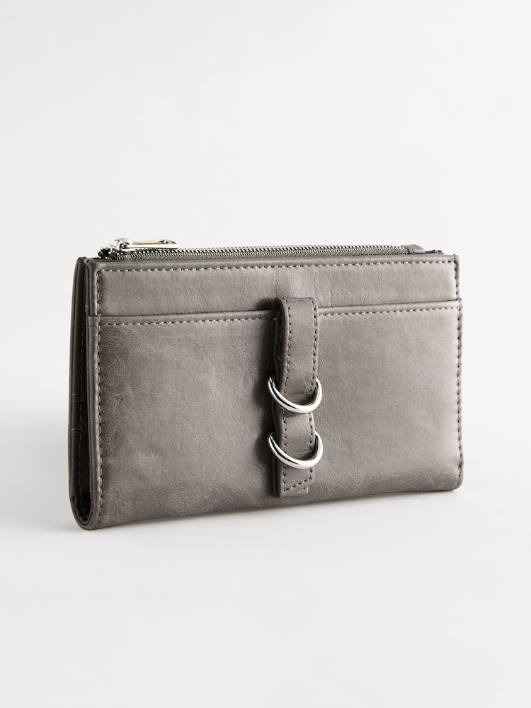 Grey Large Ring Detailed Purse - Image 1 of 5