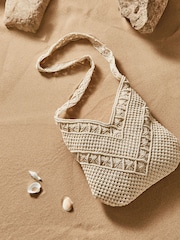 Bolso de hombro de macramé de algodón 100 % de Simply Be - Imagen 1 de 4