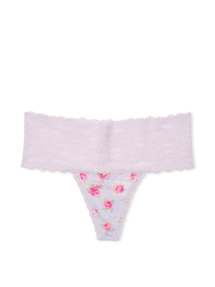 Victoria's Secret PINK Purple Whisper Hipster Thong Floral Lace Knickers - Image 3 of 3