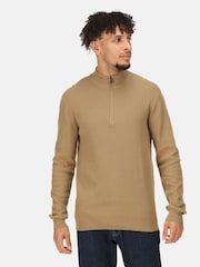Regatta Brown 100% Cotton Keaton Quarter Zip Jumper - Image 1 of 8