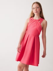 Baker by Ted Baker Coral Pink Chiffon Scuba Dress - Image 1 of 5