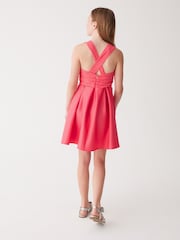Baker by Ted Baker Coral Pink Chiffon Scuba Dress - Image 3 of 5