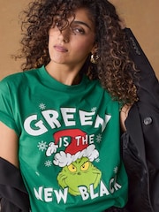 Green The Grinch Christmas License 100% Cotton T-Shirt - Image 5 of 7