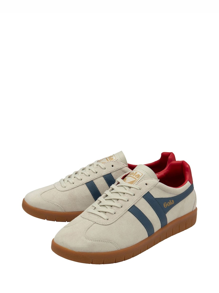Gola White Mens Hurricane Suede Lace-Up Trainers - Image 2 of 4