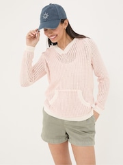 FatFace Natural Stripe Knitted Hoodie - Image 1 of 6