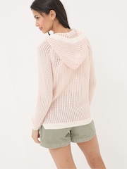 FatFace Natural Stripe Knitted Hoodie - Image 2 of 6