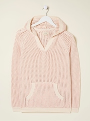 FatFace Natural Stripe Knitted Hoodie - Image 6 of 6