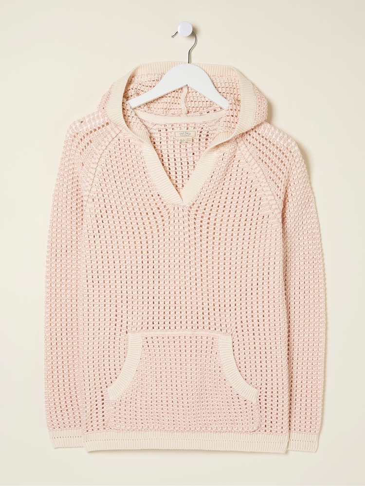 FatFace Natural Stripe Knitted Hoodie - Image 6 of 6