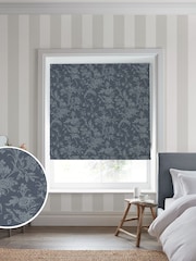 Laura Ashley Midnight Navy Blue Lloyd Made to Measure 100% Cotton Roman Blinds - Image 1 of 6