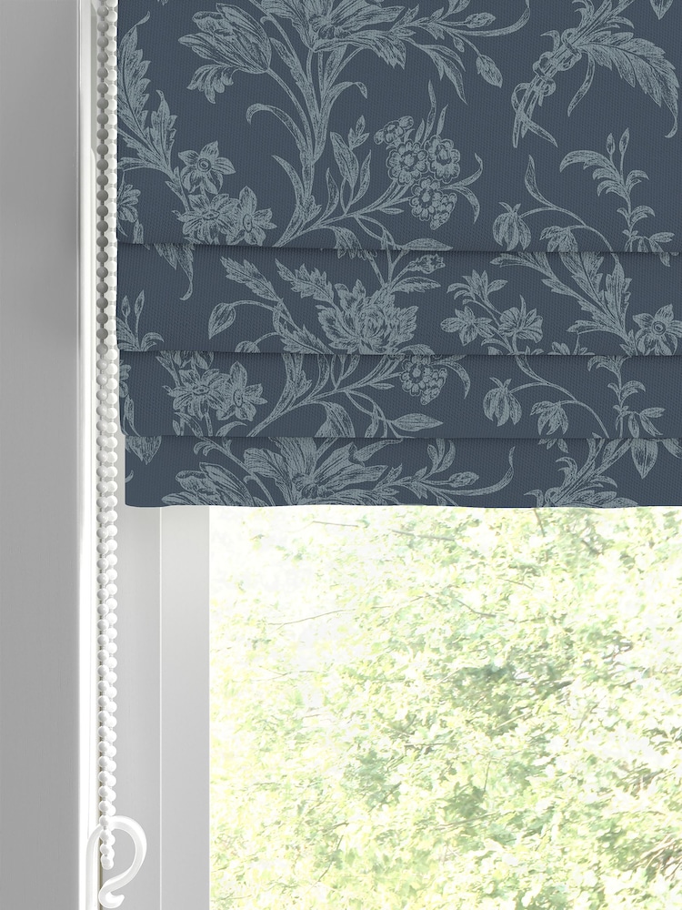Laura Ashley Midnight Navy Blue Lloyd Made to Measure 100% Cotton Roman Blinds - Image 2 of 6