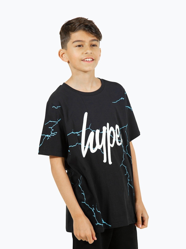 Hype. Boys Lightning 100% Cotton Black T-Shirt - Image 3 of 8