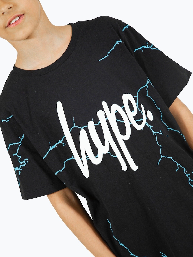 Hype. Boys Lightning 100% Cotton Black T-Shirt - Image 5 of 8