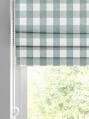 Sophie Allport Teal Blue Gingham Made to Measure 100% Cotton Roman Blinds - Image 2 of 6