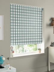 Sophie Allport Teal Blue Gingham Made to Measure 100% Cotton Roman Blinds - Image 5 of 6