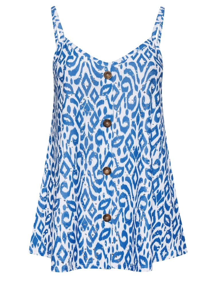 Yours Curve White Broderie Button Front Cami - Image 5 of 5