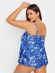 Yours Curve Blue Tie Dye A-Line Tankini Top - Image 3 of 4
