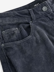 Navy Blue Washed Cord Wide Leg 100% Cotton Trousers - Image 6 of 7