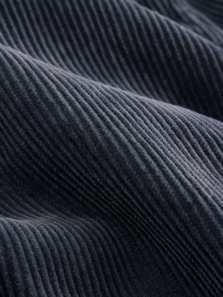 Navy Blue Washed Cord Wide Leg 100% Cotton Trousers - Image 7 of 7