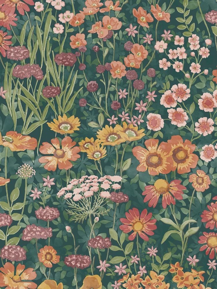 Graham & Brown Green Wallflower Wallpaper Wallpaper Sample - Image 2 of 3
