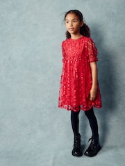 Red Sequin Mesh Flower Party Dress (3-16yrs) - Image 1 of 7