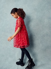 Red Sequin Mesh Flower Party Dress (3-16yrs) - Image 2 of 7